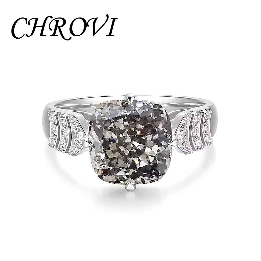 Bague en argent sterling 925 de style luxueux avec zircon - Simple et polyvalente, bague pour femme 