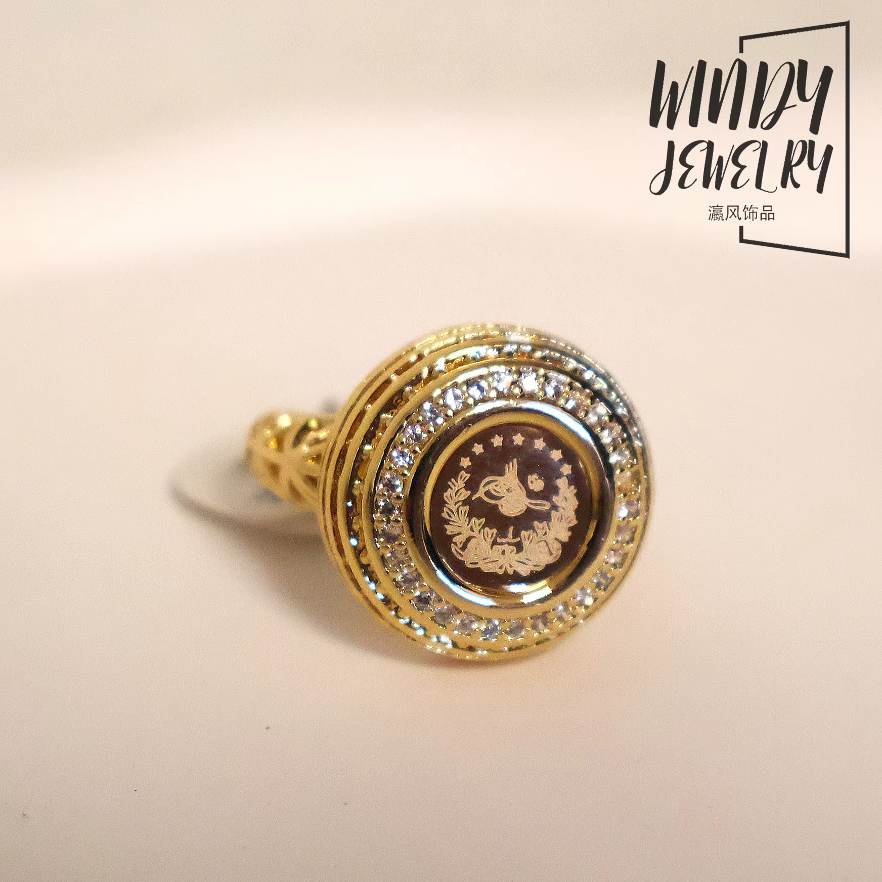 Bague pièce de monnaie turque plaquée or 18 carats pour femme, bijoux venteux, Arabie saoudite, Duba