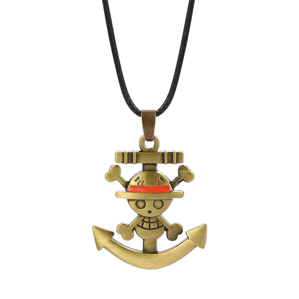 Collier avec logo de crâne - Bijoux de cosplay Monkey D. Luffy, cadeau sur le thème de l'anime pour 