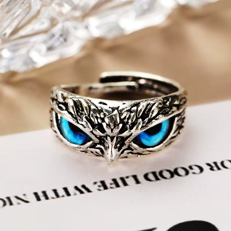 Bague hibou Vintage à breloque pour hommes et femmes, animaux mignons, bagues gothiques pour jeunes,