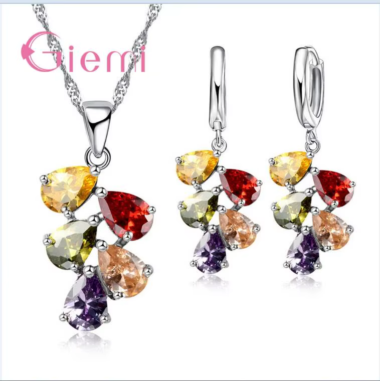 Breloque mode 925 en argent Sterling femmes bijoux ensembles jolis cadeaux pour partenaire féminin P