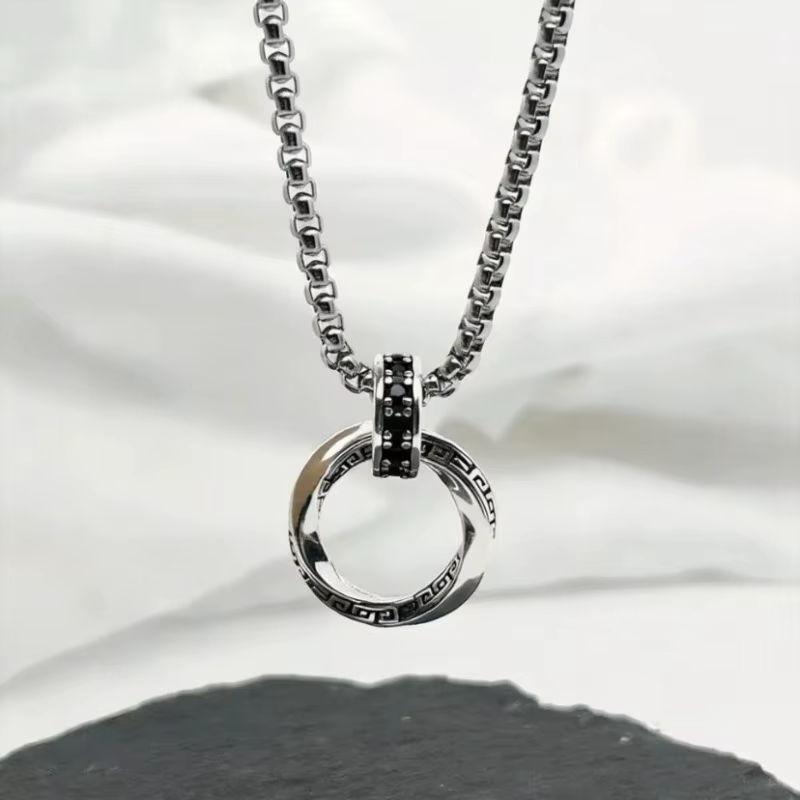 Collier Pendentif Homme Vintage en Argent Sterling 925 Hip Hop pour Femme et Homme, Bijoux de Mariag