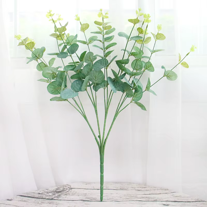 Feuilles d'eucalyptus vertes, plante artificielle, cuir chevelu, bricolage floral de mariage, matéri