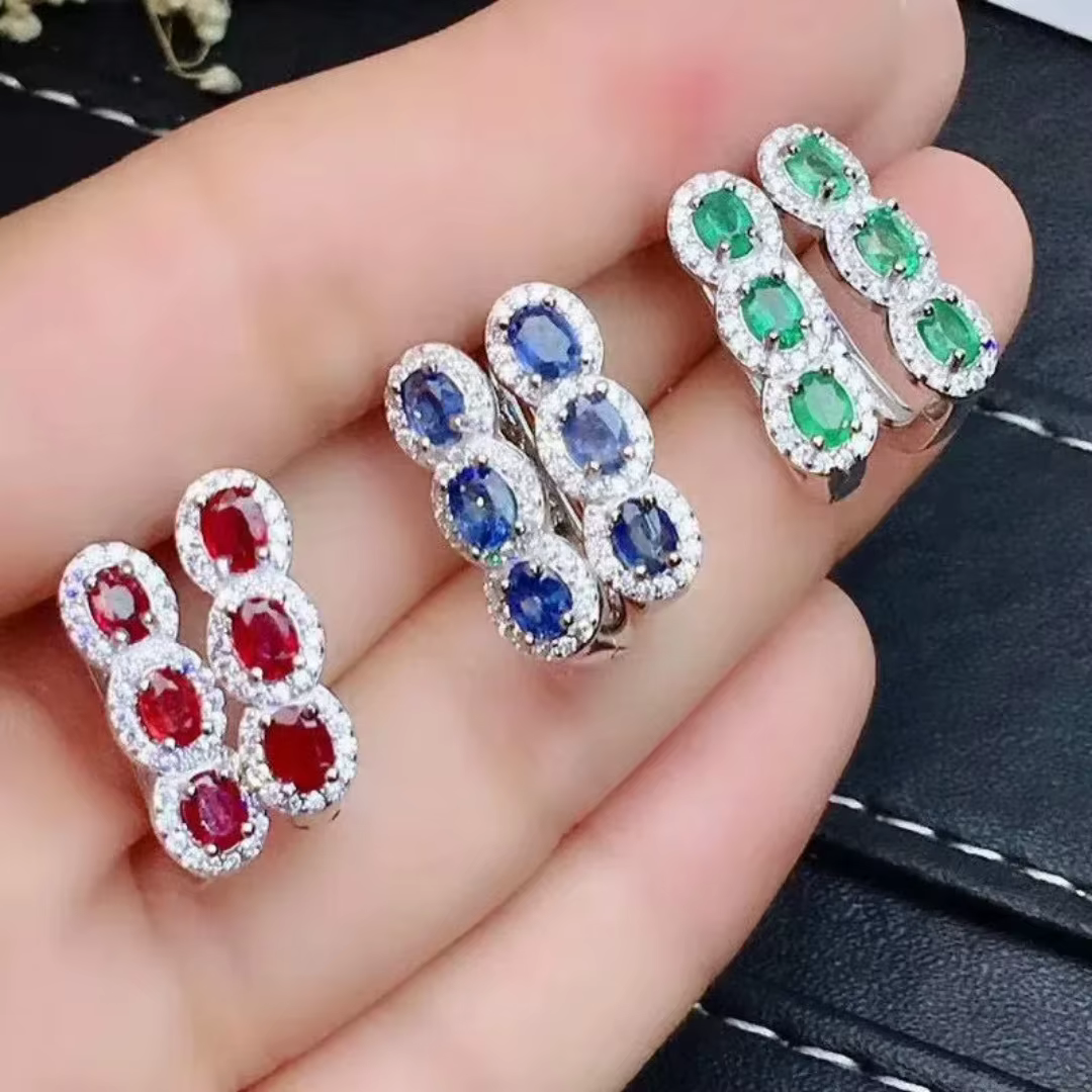 Boucles d'oreilles en argent Sterling 925, bijoux fins, émeraude naturelle, tendance pour filles, no