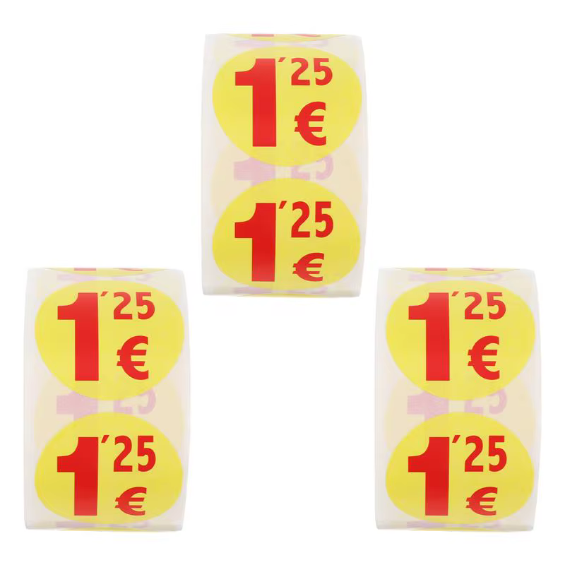 Lot de petits décalcomanies de prix, 1500 pièces, 1.50 euros, bague arina, pour supermarché