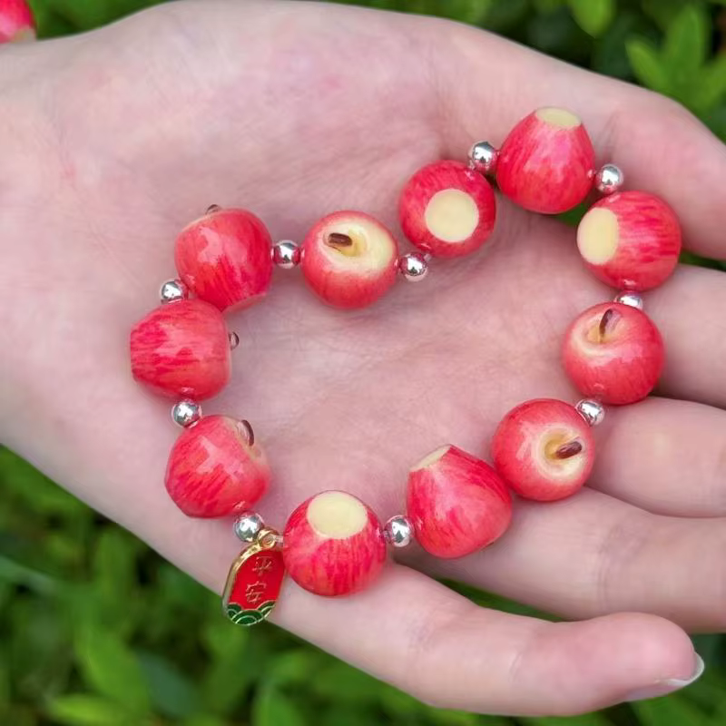 ☺ Bracelet perlé créatif en forme de fruits, design original, bijou de main de caractère, accessoire