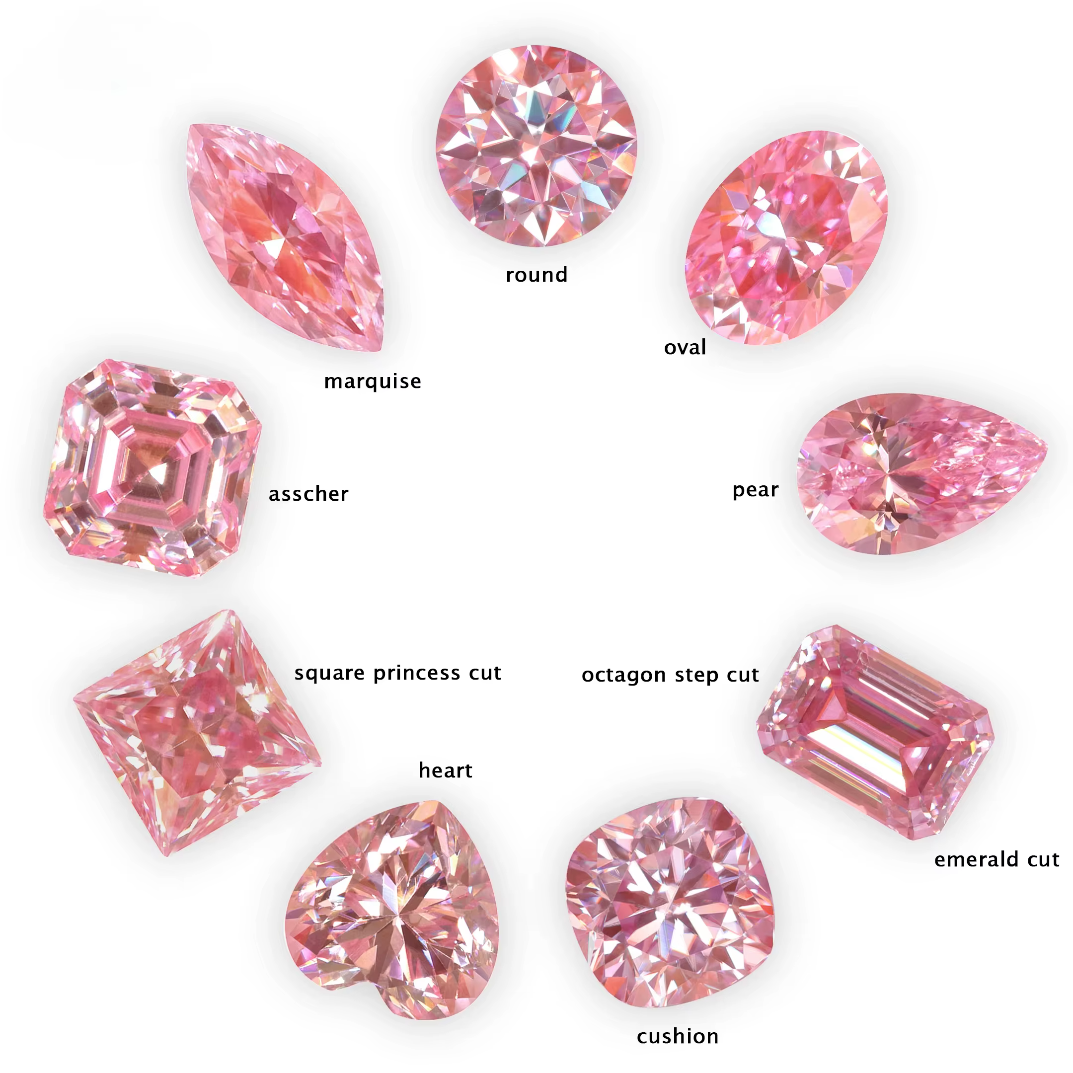 Avec certificats IGI diamant rose de couleur fantaisie CVD HPHT diamants cultivés en laboratoire col