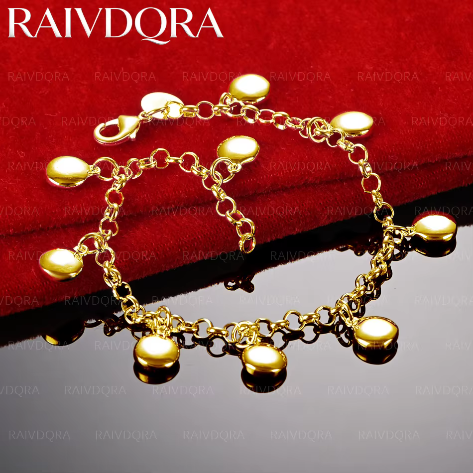 Bracelet à pendentif rond plaqué or 18 carats pour femmes, bijoux à la mode, cadeaux d'anniversaire 