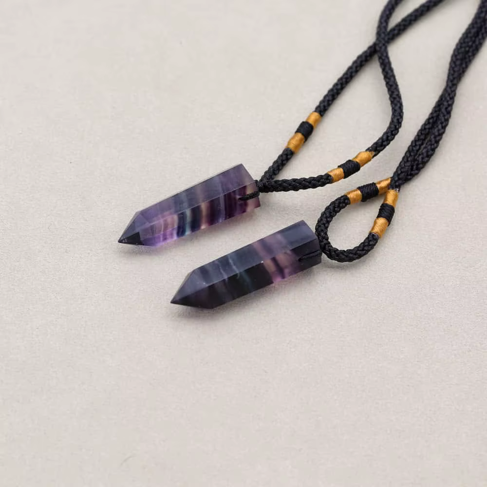 Collier pendentif en Fluorite naturelle, 1 pièce, cristal de Quartz, pendentifs Reiki Chakra, penden