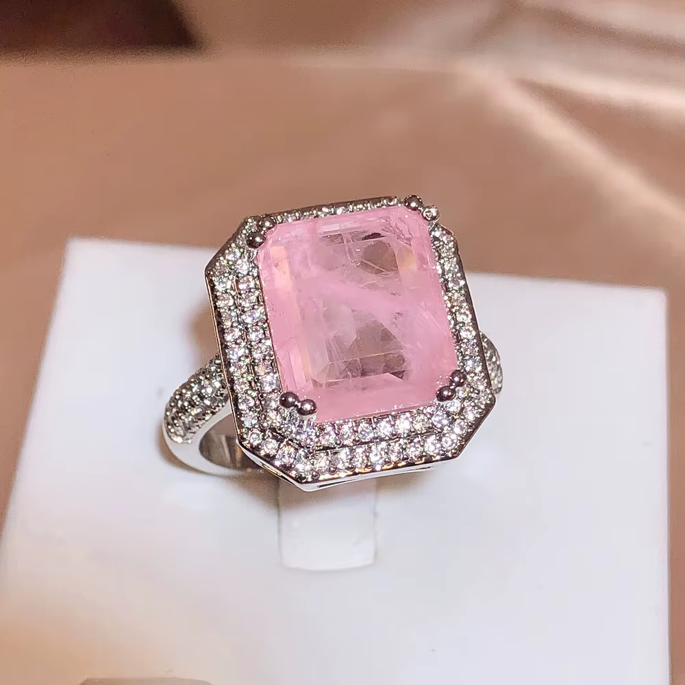 Bague Paraiba en Zircon rose/bleu/vert pour femmes, bijoux de fête de haute qualité, bague de fiança