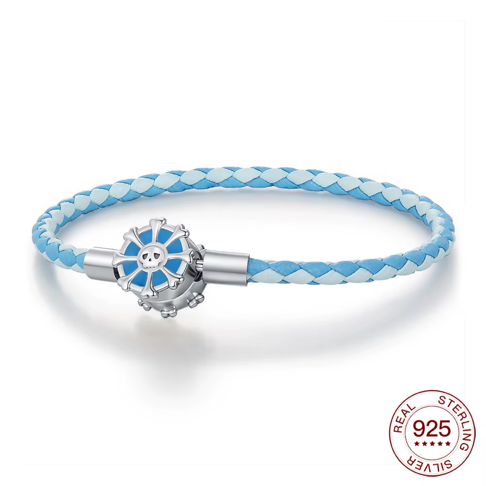 Bracelet 925 argent bateau Pirate volant en cuir corde Bracelet pour perles originales bijoux femmes