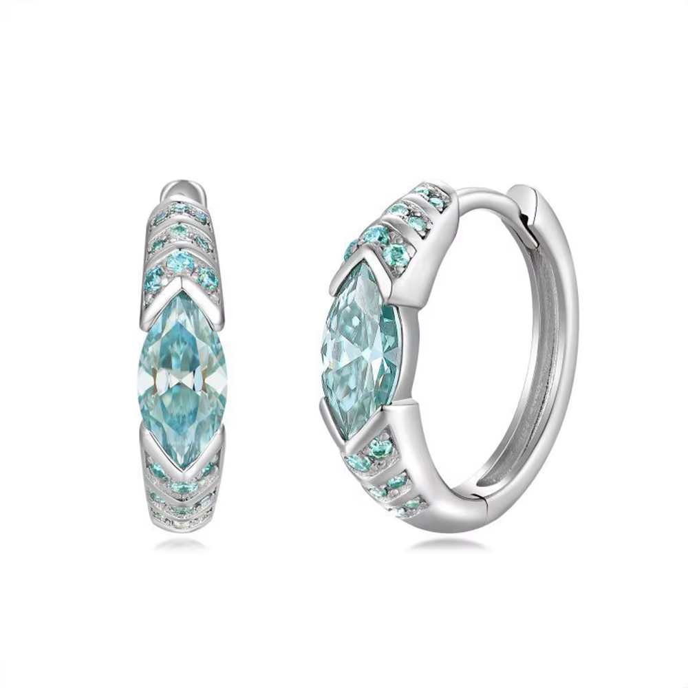 Vinregem 3EX VVS1, diamants Moissanite colorés véritables, coupe Marquise, 4x8MM, boucles d'oreilles