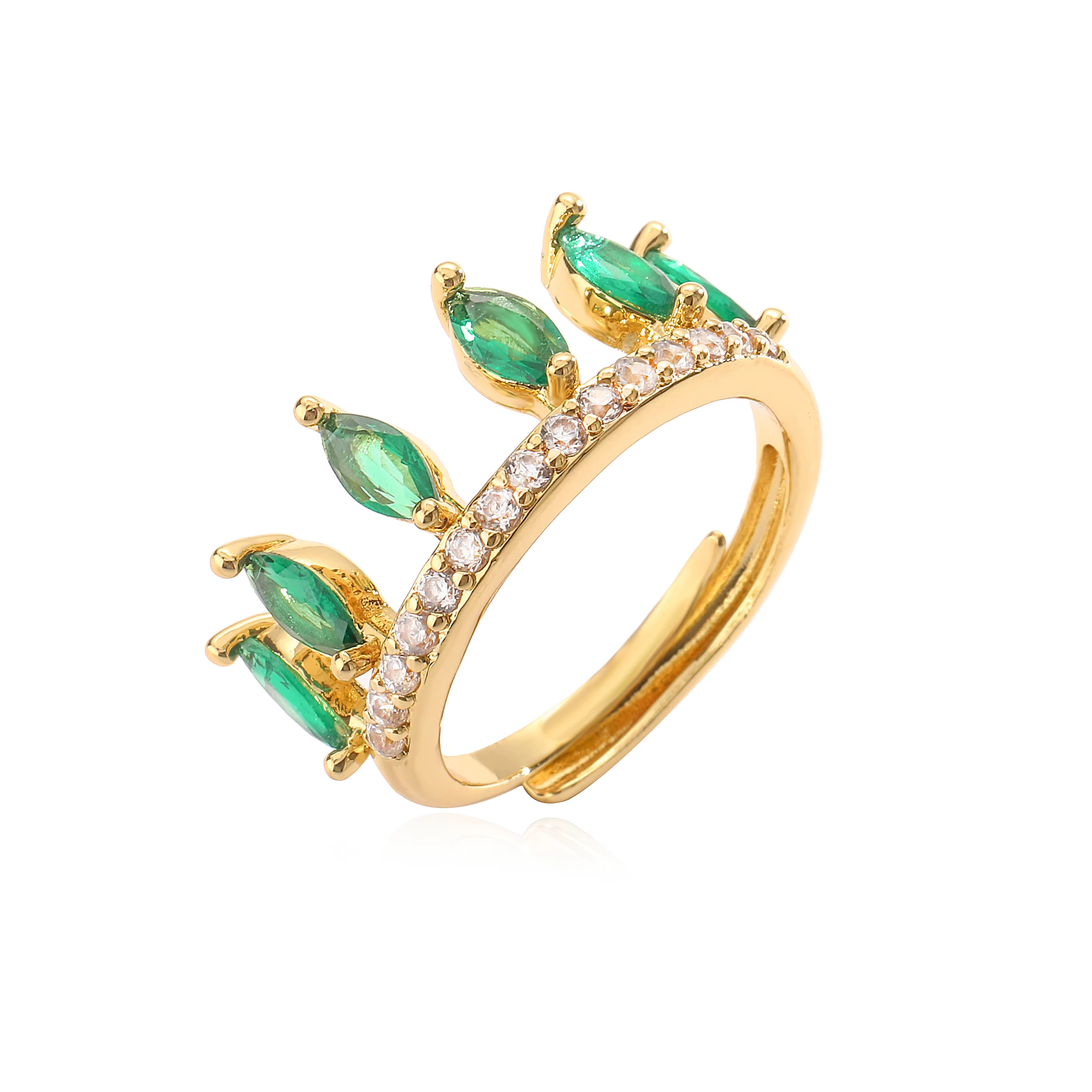 Bague pour femme en laiton plaqué or, entièrement pavée de zircons, couleur or, bijou de fête simple