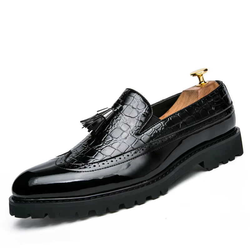 Chaussures à plateforme en cuir à enfiler pour hommes, mocassins d'affaires, chaussures à l'offre el