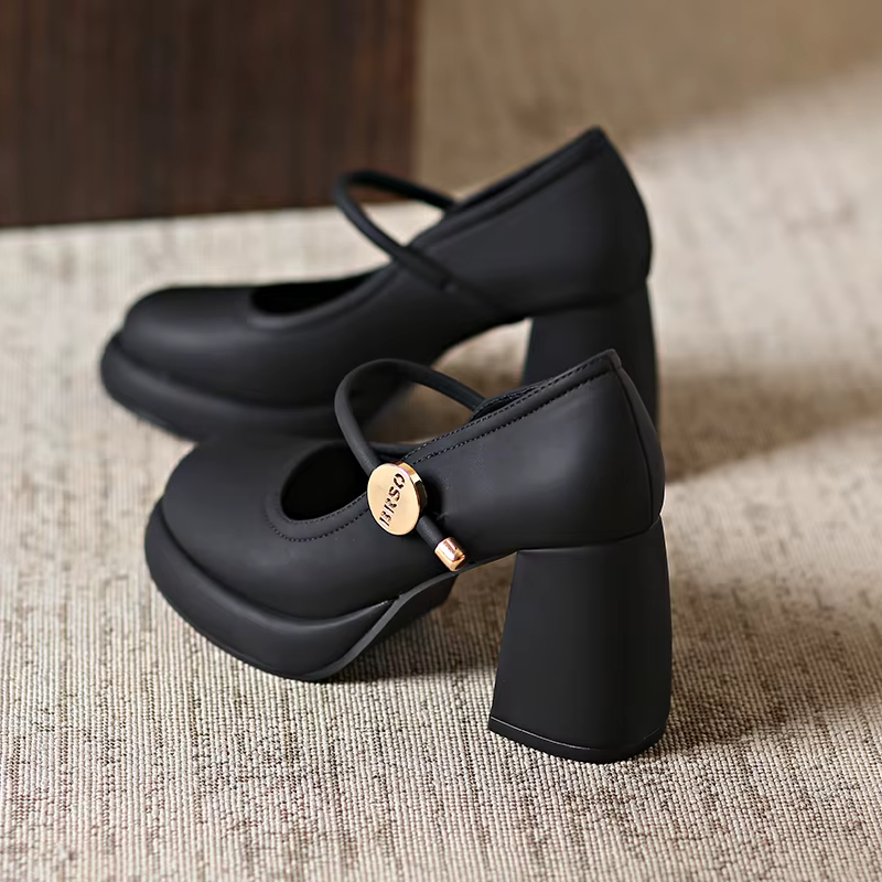 Chaussures Mary Jane vintage à talon épais pour femmes, chaussures plates élégantes à enfiler, chaus