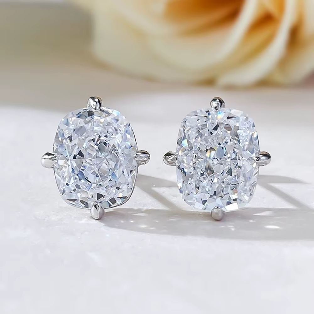 Vinregem – boucles d'oreilles scintillantes en argent Sterling 925, 8x10 MM, coupe de glace pilée, c