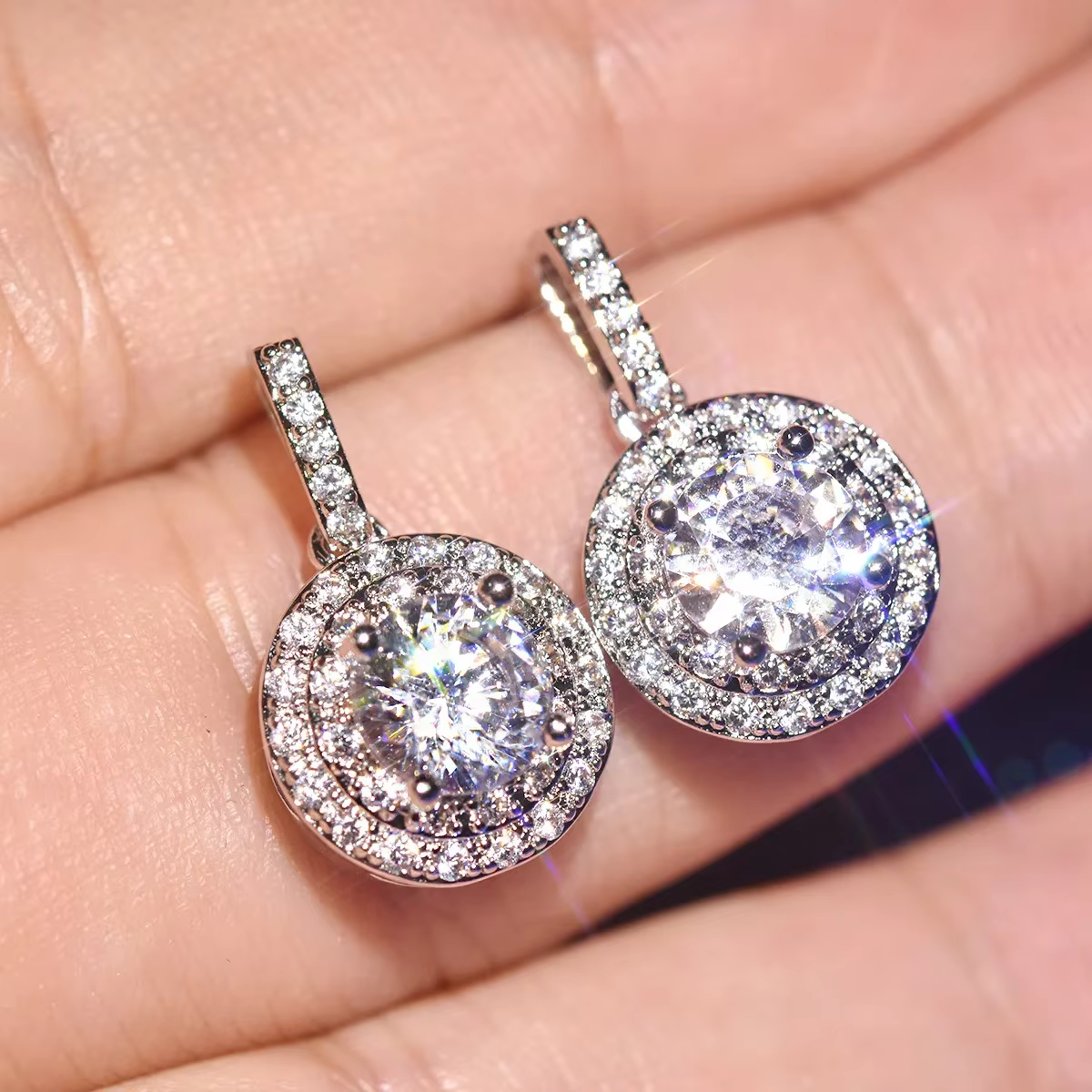 Boucles d'oreilles de luxe en argent regardé 925 pour femmes, micro pavé carré, bijoux princesse, ve