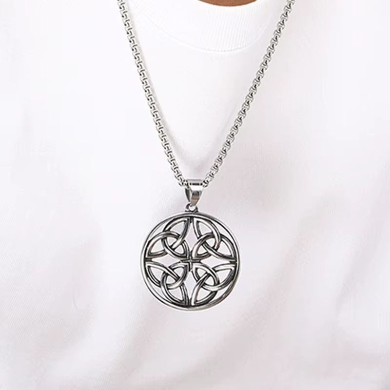 Collier Pendentif Symbole Viking pour Homme en Acier Inoxydable, Bijou Nordique Nordique, Valknut, V