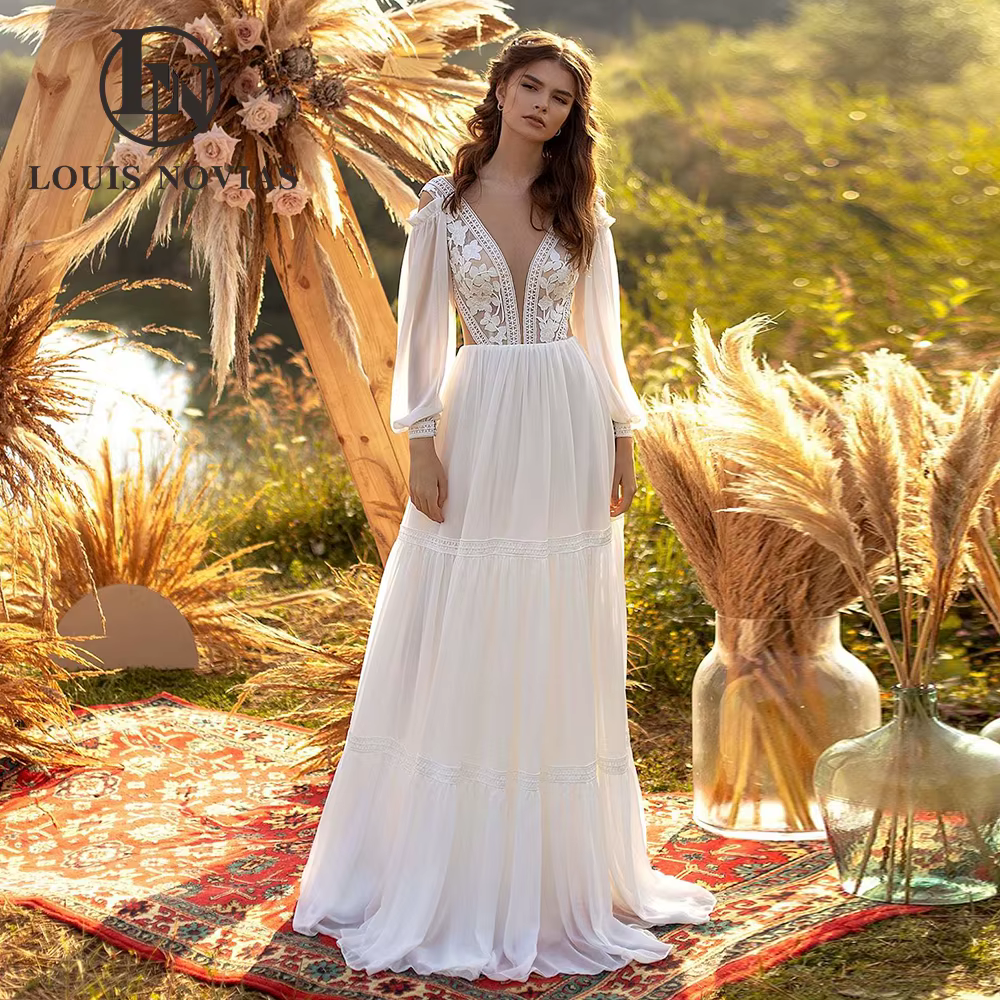 Modiis-Robe de mariée à manches longues avec broderie, robes de mariée élégantes, robes de patients 