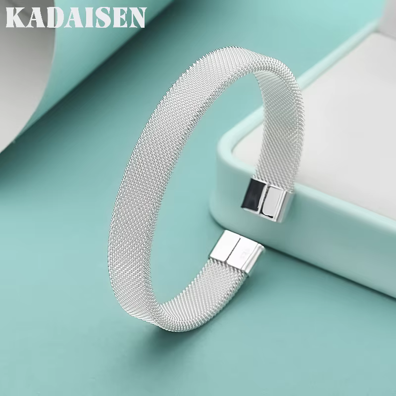 Offre Spéciale – Bracelet Jonc en Argent Sterling 925 de Haute Qualité pour Femme, Maille Argentée T