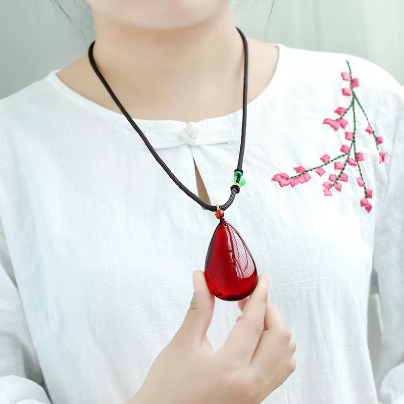 Collier en ambre naturel pour hommes et femmes, pierres précieuses de guérison, bijoux fins, véritab