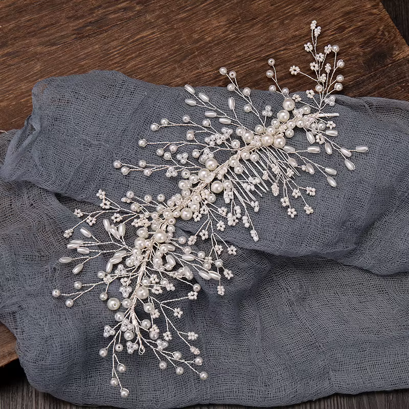 Bandeaux de fleurs en céramique pour mariée, perles de cristal, épingles à cheveux pour femmes, pièc