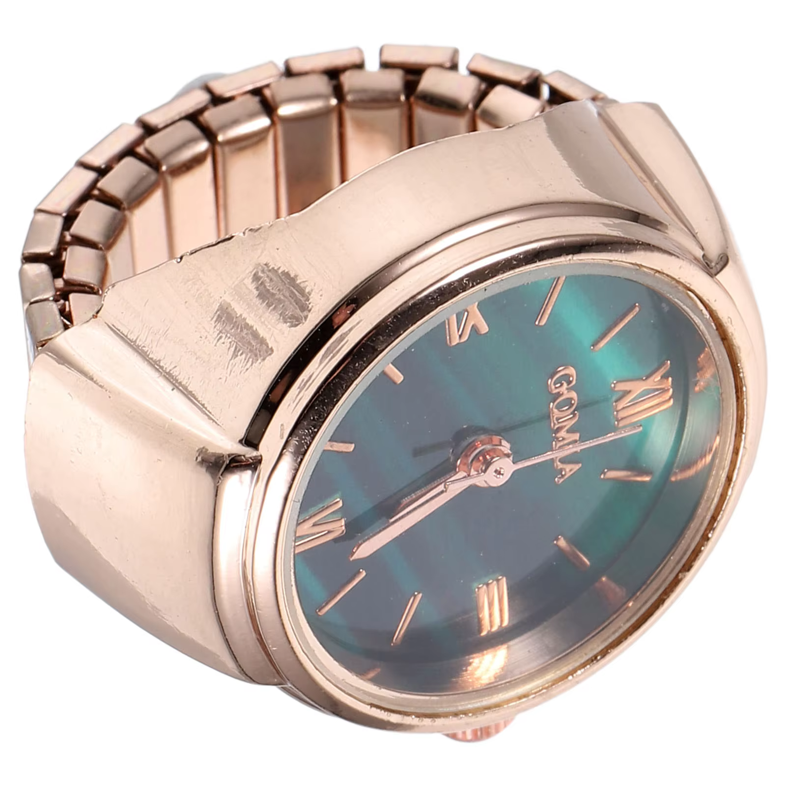 Mini montre verte en alliage de Zinc, bague, cadran, bijoux, chiffres romains, Design moderne, léger