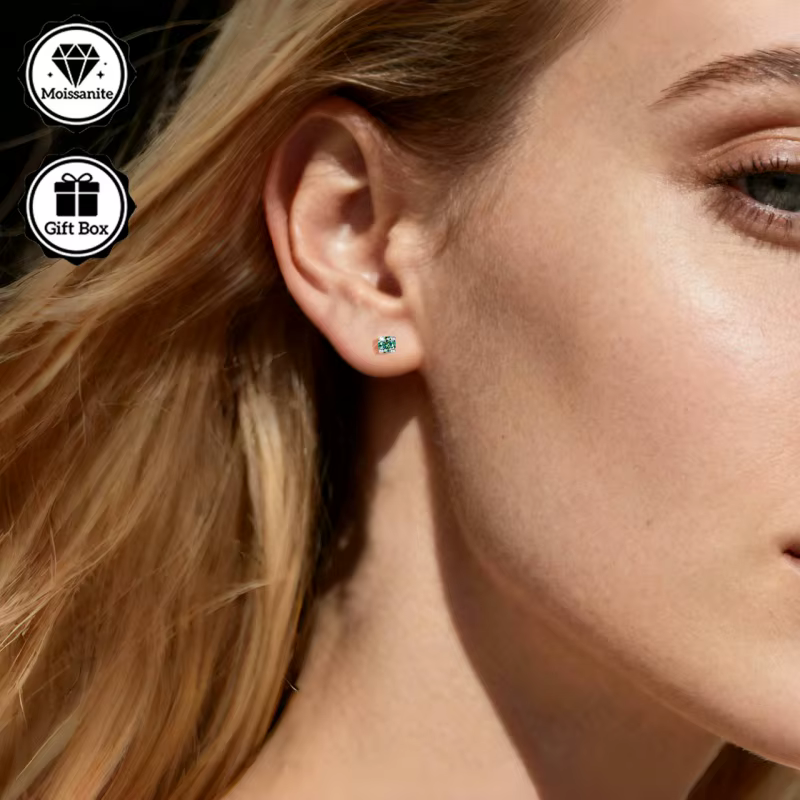 Bijoux LAMVOICE pour femmes/boucles d'oreilles avec moissanite aquamarine de 0,2 à 4 carats, boucles