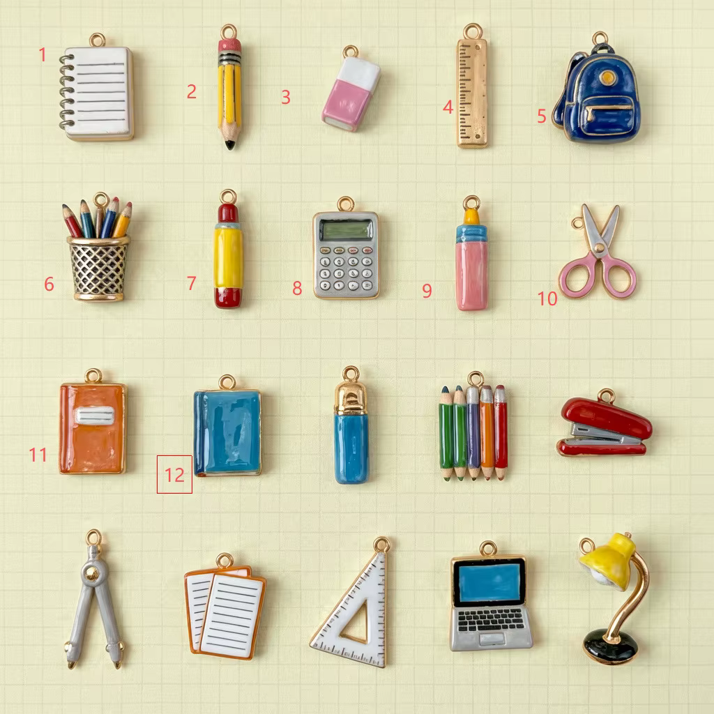 Collier de papeterie mignon, pendentif pour carnet, sac d'école, crayon, cadeau DIY fait main pour é