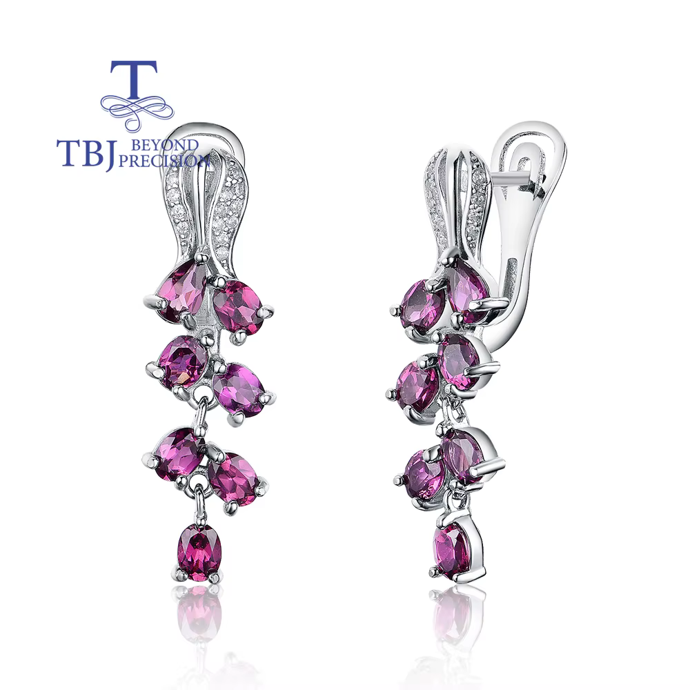 2026, boucles d'oreilles en rhodolite naturel exquises, en argent sterling 925, bijoux raffinés pour