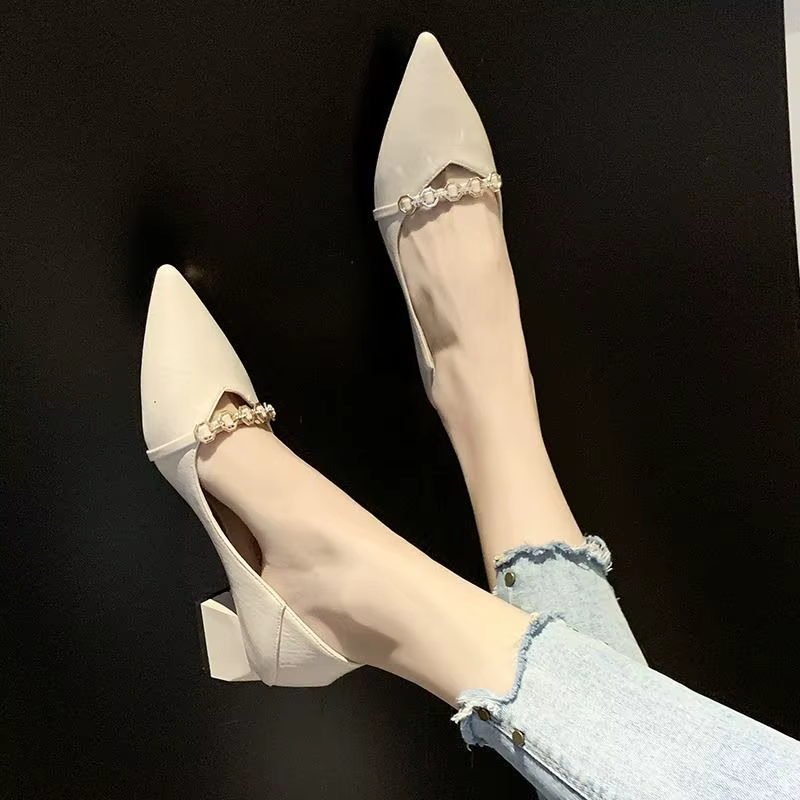 Chaussures d'été pour femmes chaussures bleues pour femme 2025 jaune avec talons moyens bout pointu 