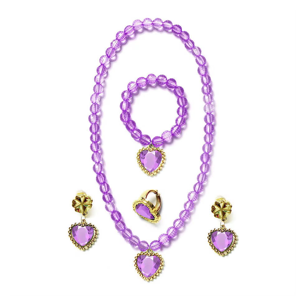 Ensemble de bijoux pour enfants avec pendentif sirène, collier perlé, bracelet et boucles d'oreilles