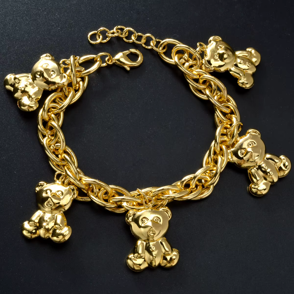 Sunny Jewelry – Bracelets à breloques pour femmes, pendentif ours plaqué or, chaînes à maillons tors