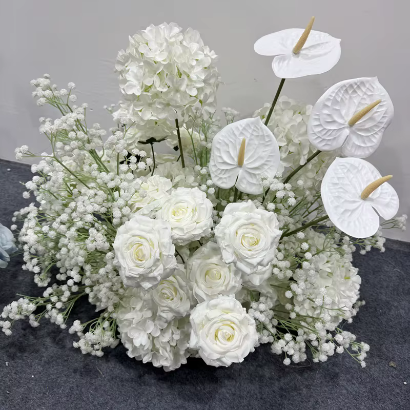 Accessoires de mariage : Rangée de fleurs artificielles blanches 5D, Décoration d'arche murale, Comp