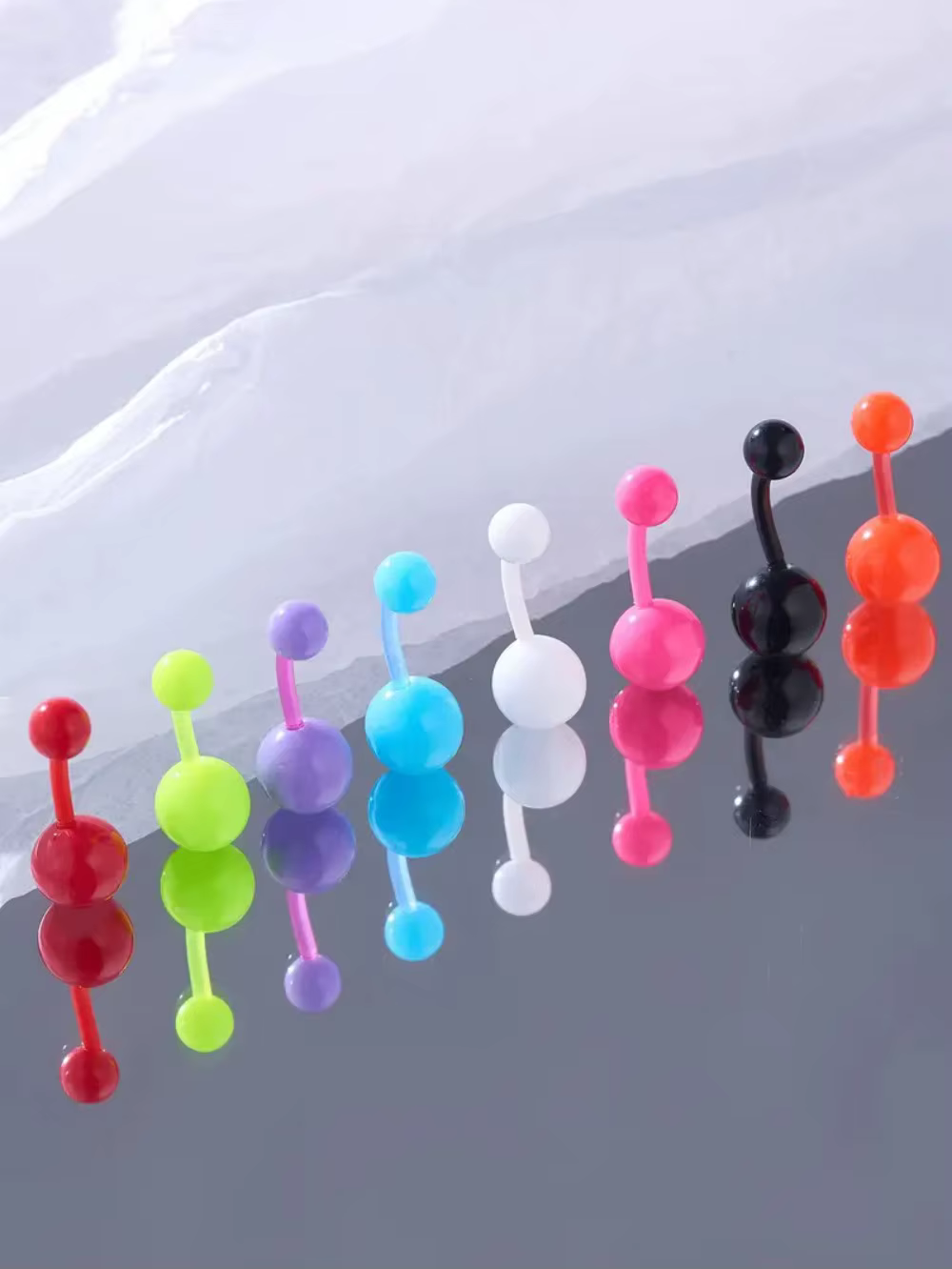 Anneau de nombril rond Simple de couleur aléatoire, 8 pièces, bijoux de ventre en plastique acryliqu