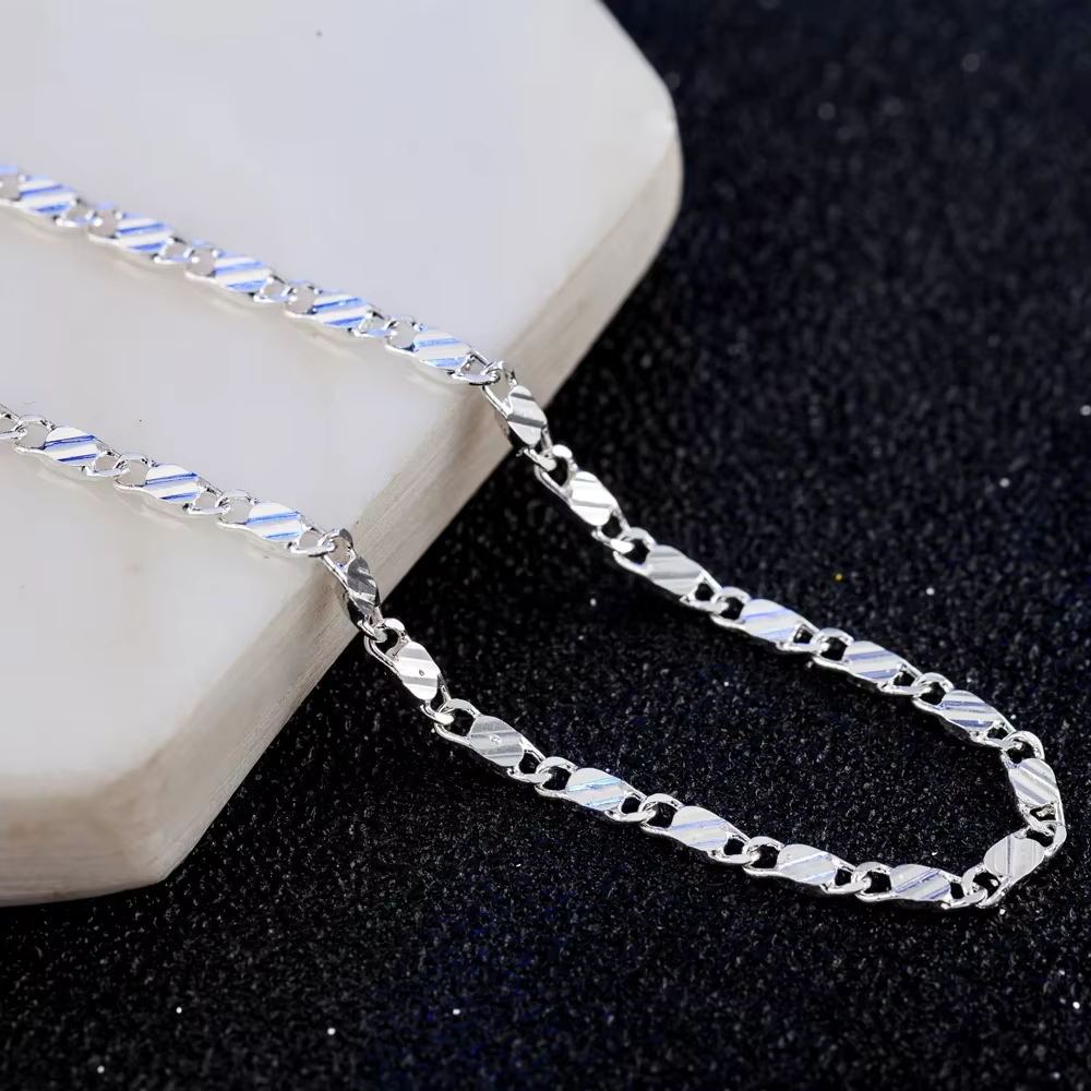 Collier rempli d'or 18 carats en argent 925, exquis, pour femmes et hommes, taille 16-30 pouces, cha