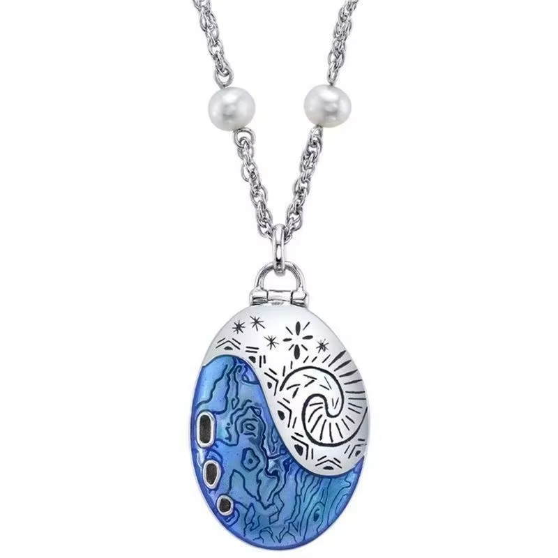 Collier de cosplay Moana Waialiki du film d'animation, pendentif ouvrant en alliage émaillé et perle