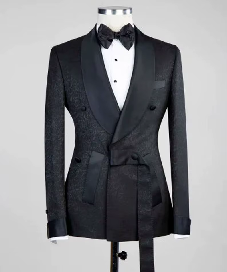 Costumes italiens floraux à double boutonnage pour hommes, smoking de marié de mariage, blazer à rev