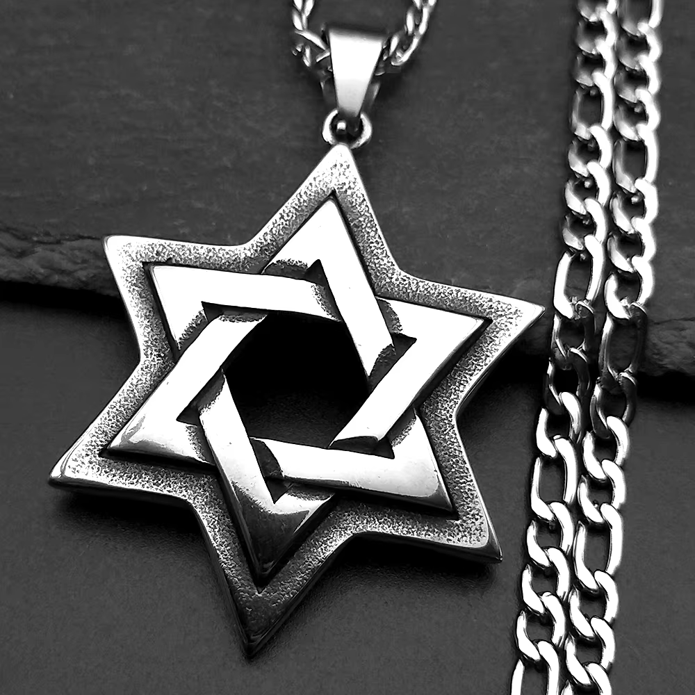 Collier étoile juive de David pour hommes et femmes, en acier inoxydable, sceau de salomon, hexagram