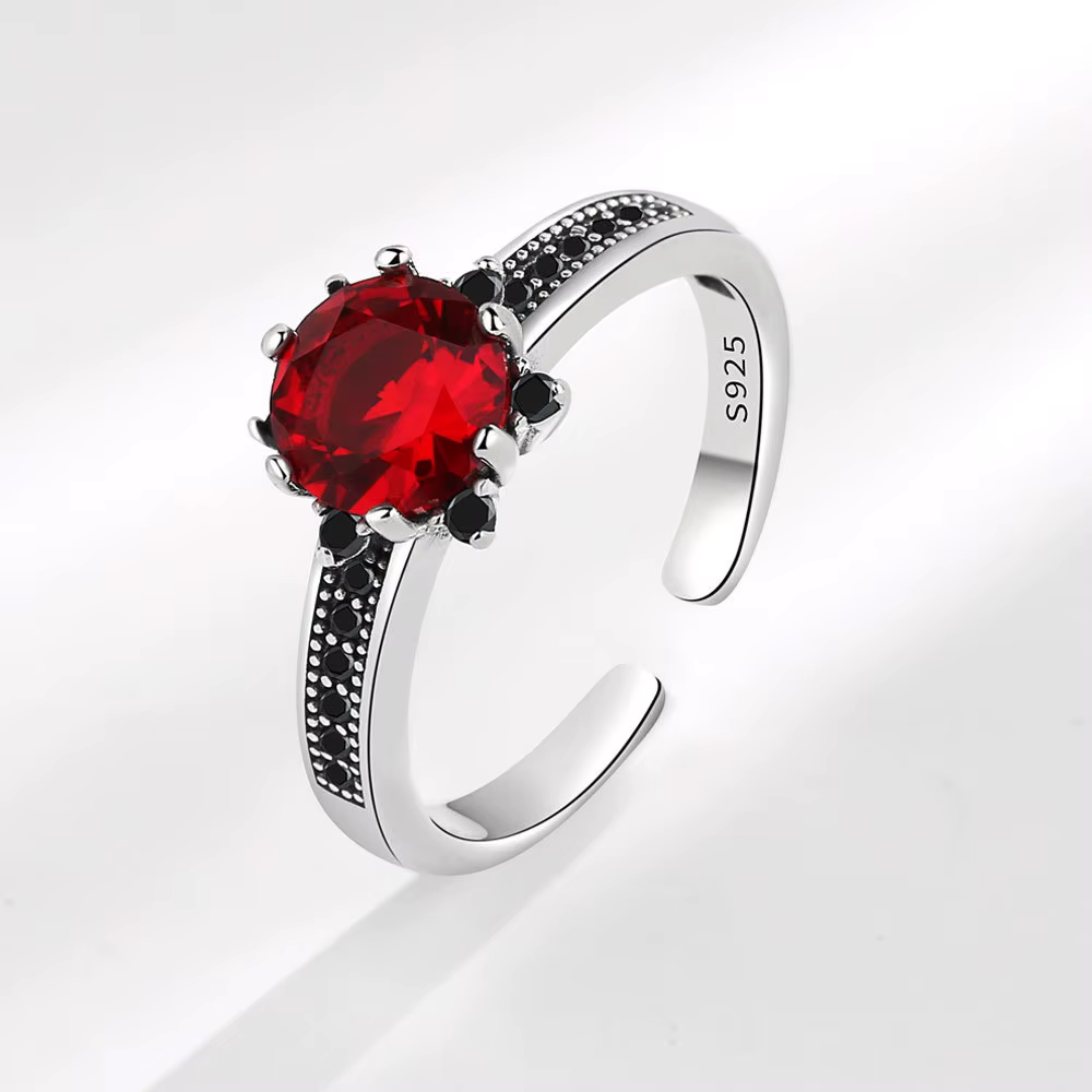 Bague en argent Sterling 925 pour femmes, Design Unique, pierre rouge, bijoux, anneau ouvert réglabl
