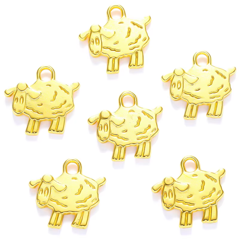 20 pièces 5 couleurs petits breloques d'agneau alliage métal animaux pendentifs pour bricolage bijou