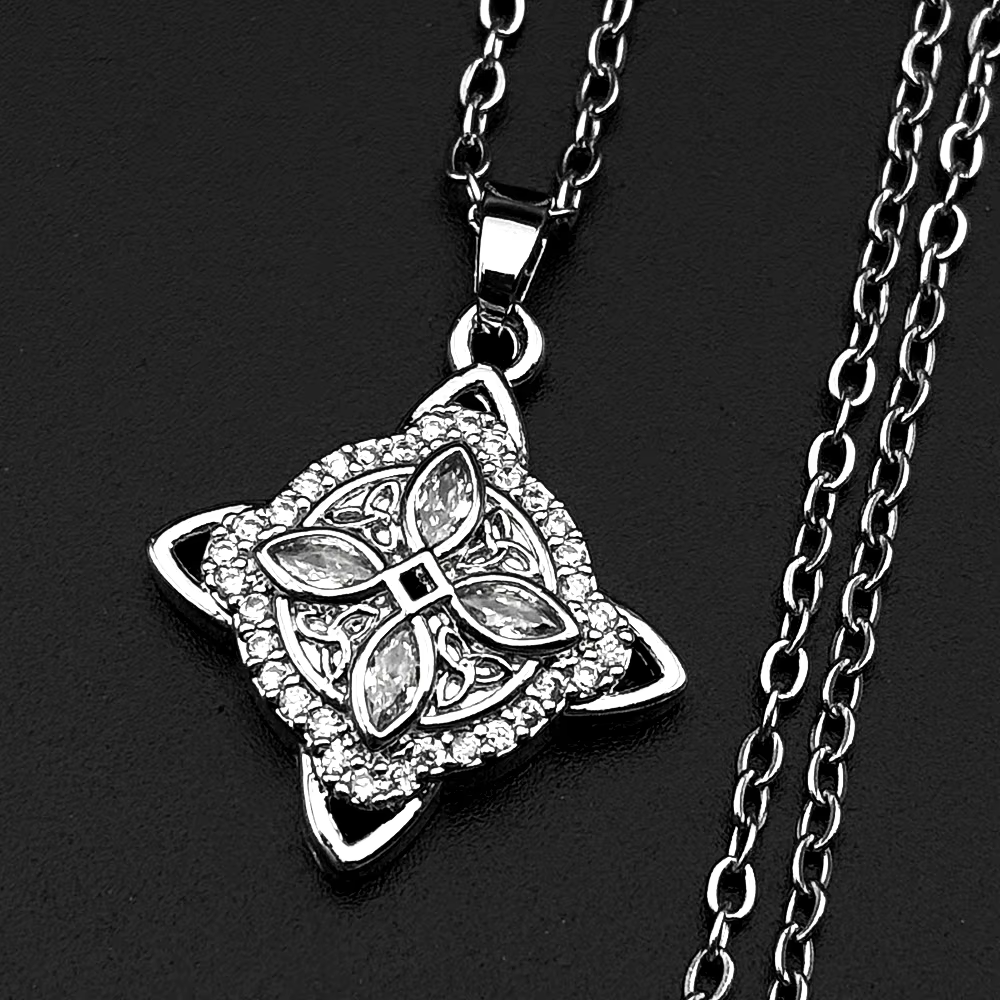 Collier porte-bonheur nœud de sorcière celtique pour femmes et hommes, en acier inoxydable couleur o