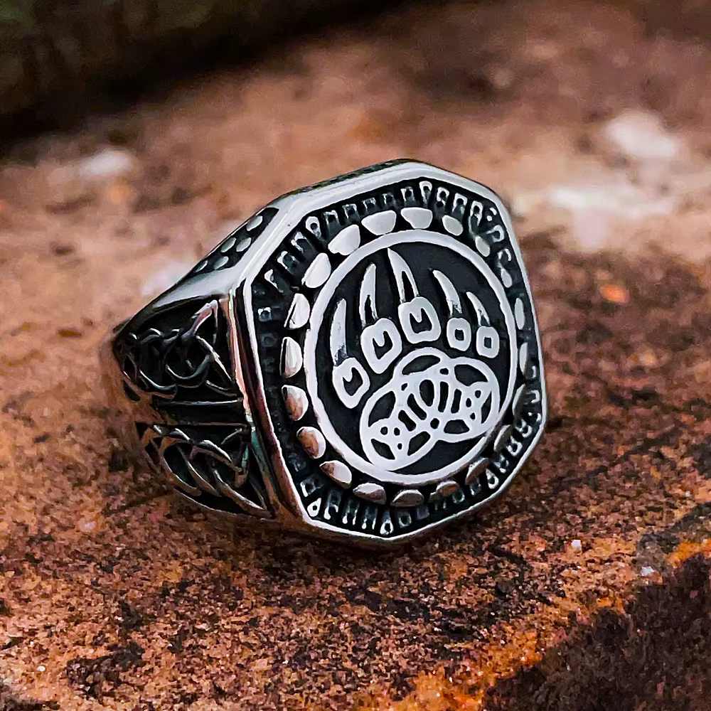 Bague griffe d'ours Viking Unique pour hommes, Vintage, en acier inoxydable, Odin Viking, celtique, 