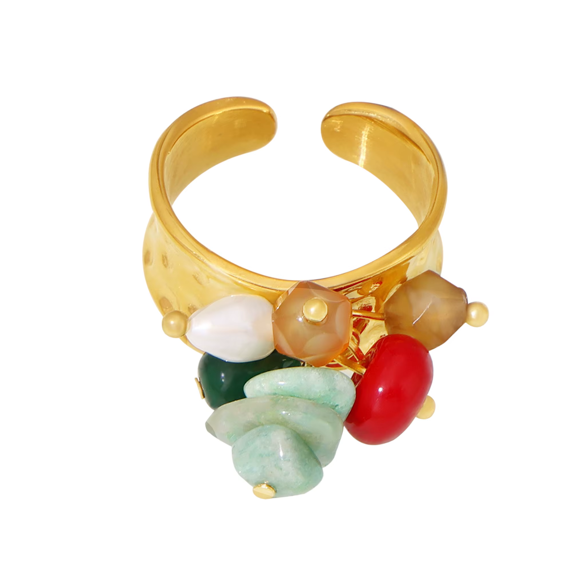 Bague bohème en acier inoxydable pour femmes, plaqué or 18 carats, sans ternissement, étanche, perle