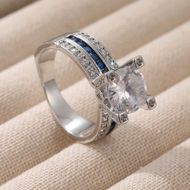 Bague circulaire classique en zircon synthétique, élégante, accessoires de bijoux de mariage pour fe