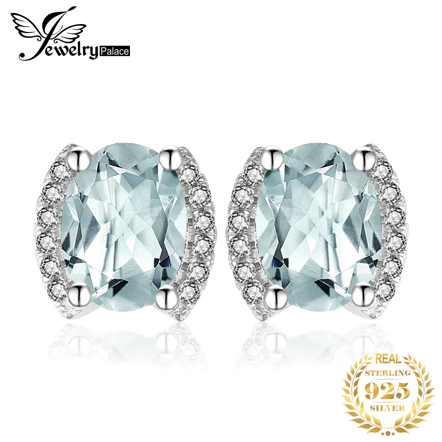 JewelpopPalace-Boucles d'Oreilles promenales Vertes en Argent Sterling 925 pour Femme, Bijou Fin en 