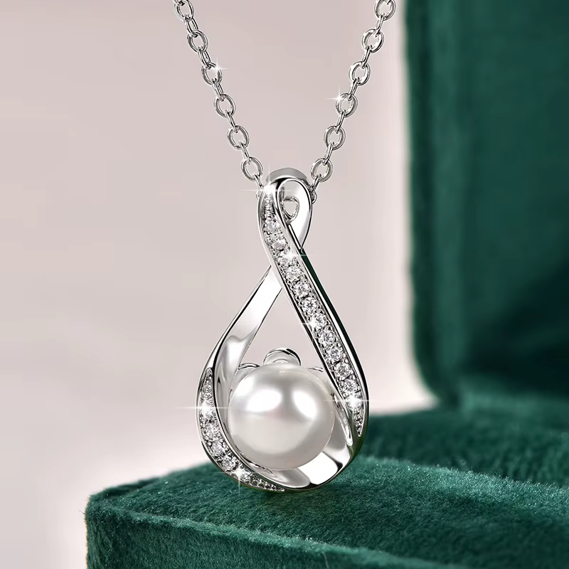OXTAO – collier et boucles d'oreilles en perles Moissanite pour femmes, ensemble de bijoux en or 14 