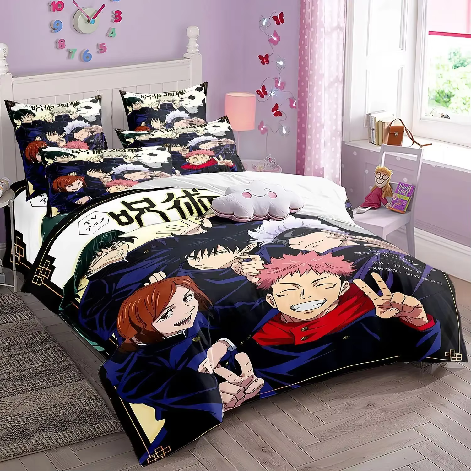Parure de lit anime Jujutsu Kaisen, housse de couette et taies d'oreiller, impression 3D, décoration