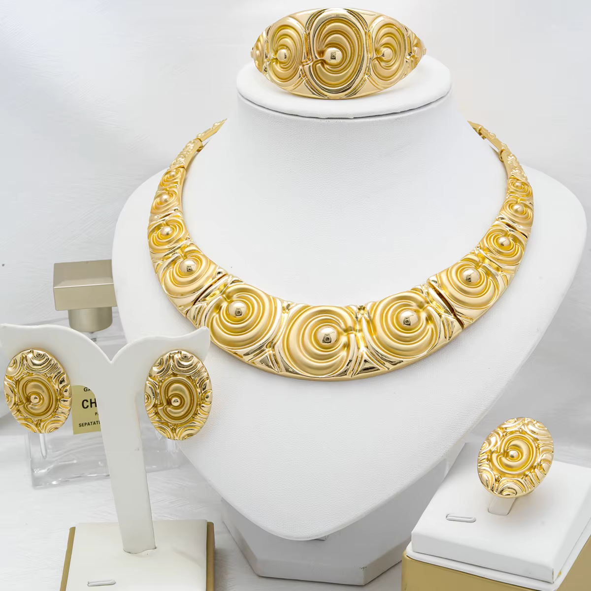 Ensembles de bijoux de mariage pour femmes, mode africaine dubaï, plaqué or 18 carats, grand collier