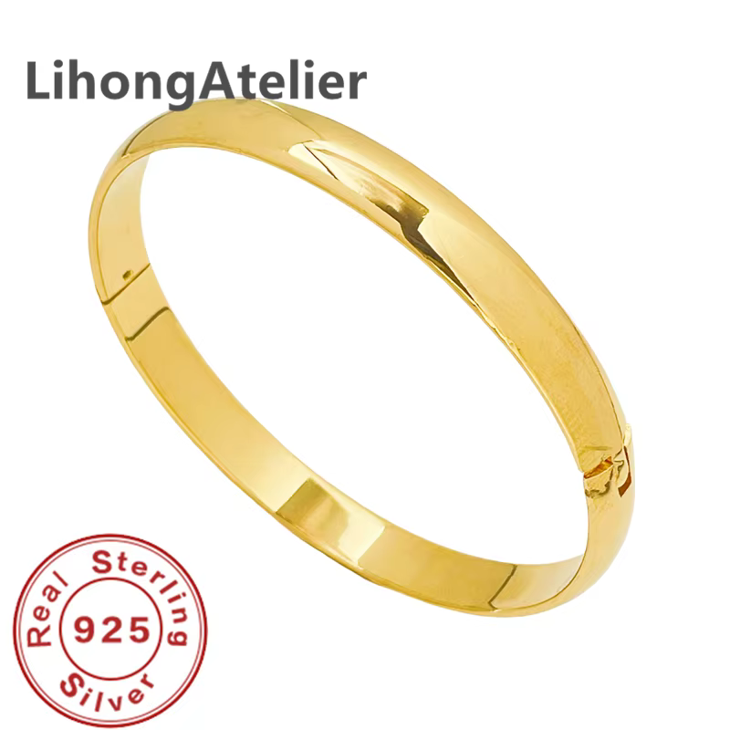 Bracelet en argent Sterling 925 pour femmes, Simple, lisse, à la mode, bijoux pour femmes, cadeau de